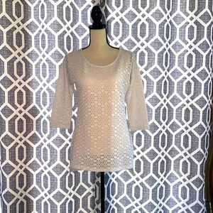NWOT Peck & Peck White Crochet Tunic. Size Small